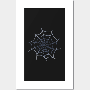 Silver Gray Glittery Spider's Web Posters and Art